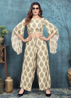 Beige Viscose Readymade Co-ord Set | Digital Print RIHANA VOL-1 845