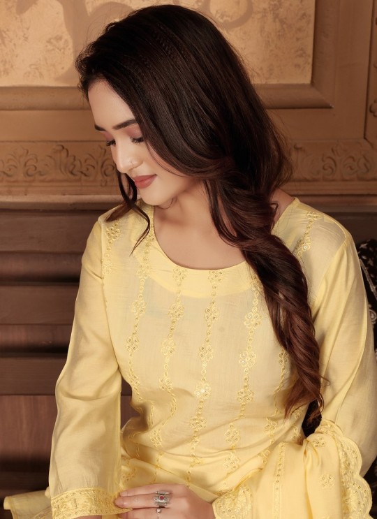 Yellow Chanderi Readymade Salwar Kameez | Embroidery & Sequence RITU VOL-1 1321 Yellow Chanderi Readymade Salwar Kameez | Embroidery & Sequence RITU VOL-1 1321