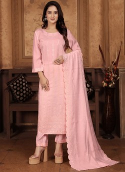 Peach Chanderi Readymade Salwar Kameez | Embroidery & Sequence RITU VOL-1 1322