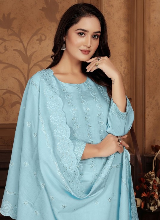 Sky Blue Chanderi Readymade Salwar Kameez | Embroidery & Sequence RITU VOL-1 1323 Sky Blue Chanderi Readymade Salwar Kameez | Embroidery & Sequence RITU VOL-1 1323