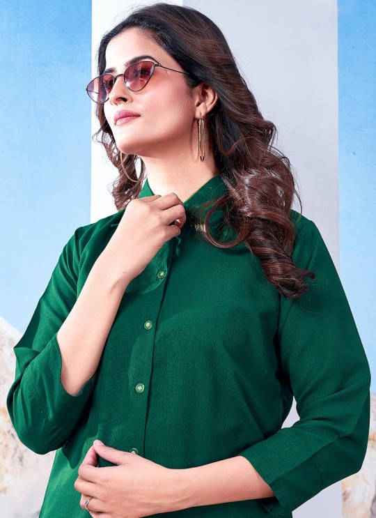 Green Cotton Readymade Shirt | Plain SHIRT VOL-1 2141