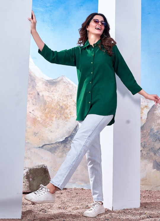 Green Cotton Readymade Shirt | Plain SHIRT VOL-1 2141
