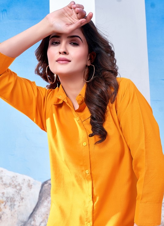 Mustard Cotton Readymade Shirt | Plain SHIRT VOL-1 2142