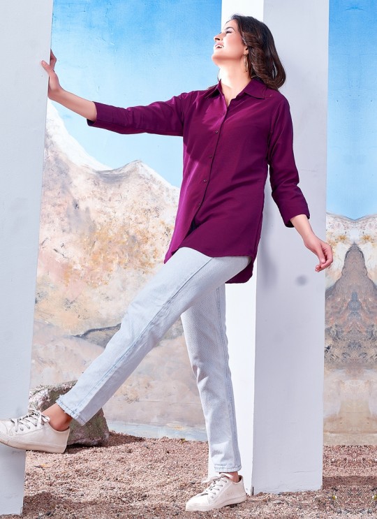 Purple Cotton Readymade Shirt | Plain SHIRT VOL-1 2143