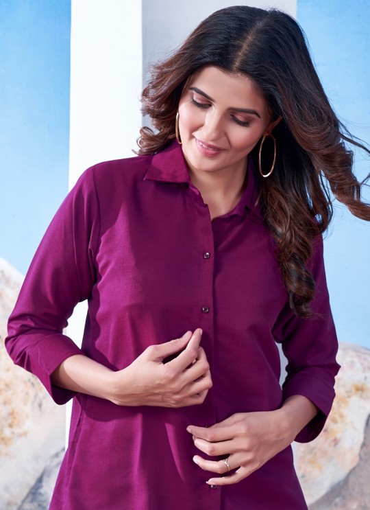 Purple Cotton Readymade Shirt | Plain SHIRT VOL-1 2143