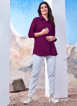 Purple Cotton Readymade Shirt | Plain SHIRT VOL-1 2143