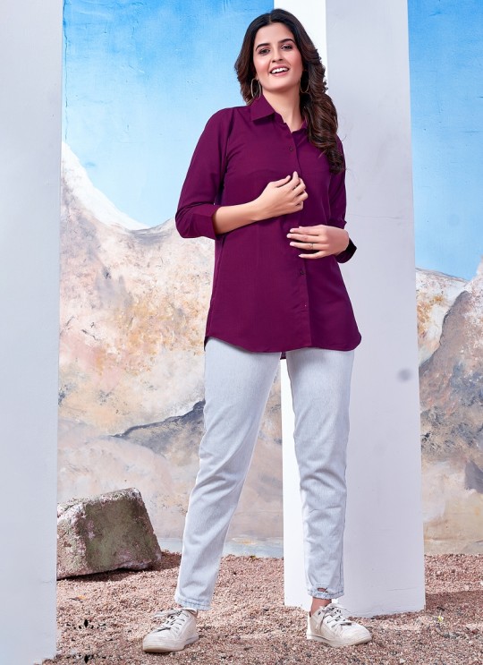 Purple Cotton Readymade Shirt | Plain SHIRT VOL-1 2143