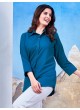 Teal Blue Cotton Readymade Shirt | Plain SHIRT VOL-1 2144