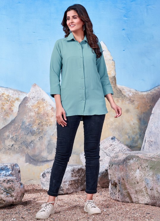 Sky Blue Cotton Readymade Shirt | Plain SHIRT VOL-3 2149