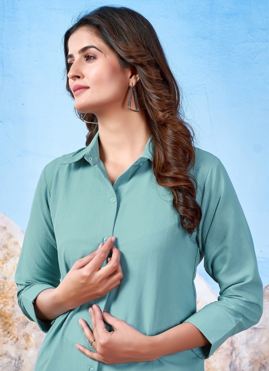 Sky Blue Cotton Readymade Shirt | Plain SHIRT VOL-3 2149