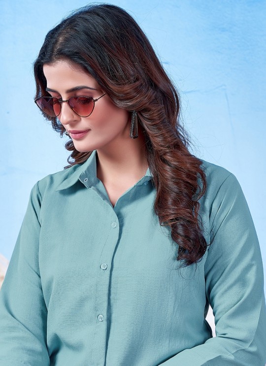 Sky Blue Cotton Readymade Shirt | Plain SHIRT VOL-3 2149