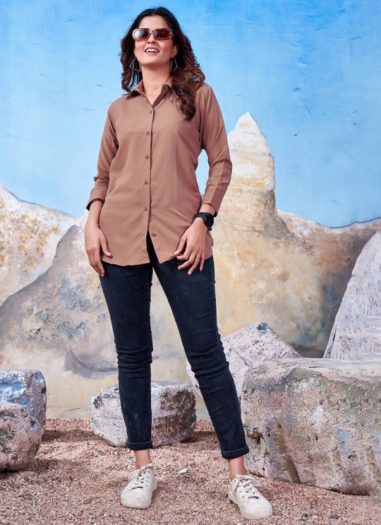 Brown Cotton Readymade Shirt | Plain SHIRT VOL-3 2151