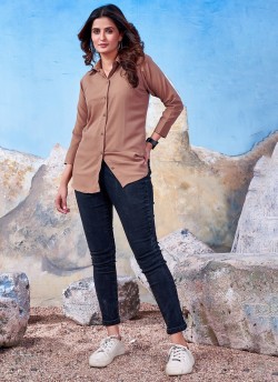 Brown Cotton Readymade Shirt | Plain SHIRT VOL-3 2151