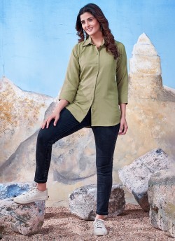 Mehendi Cotton Readymade Shirt | Plain SHIRT VOL-3 2152