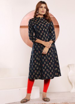Blue Viscose Maslin Readymade Kurti | Digital Print STAR VOL-1 5112
