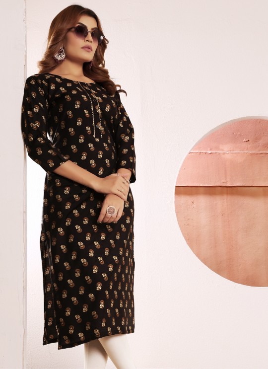 Black Viscose Maslin Readymade Kurti | Digital Print STAR VOL-1 5113 Black Viscose Maslin Readymade Kurti | Digital Print STAR VOL-1 5113