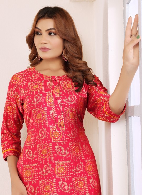 Rani Pink Viscose Kurti | Digital Print STAR VOL-3 5119
