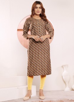 Brown Viscose Maslin Kurti with Digital Print from STAR VOL-3 Design 5121