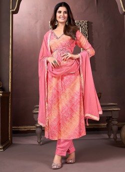 Peach Rayon Alia Cut Readymade Salwar Kameez Afgani Alia Vol-2 2229