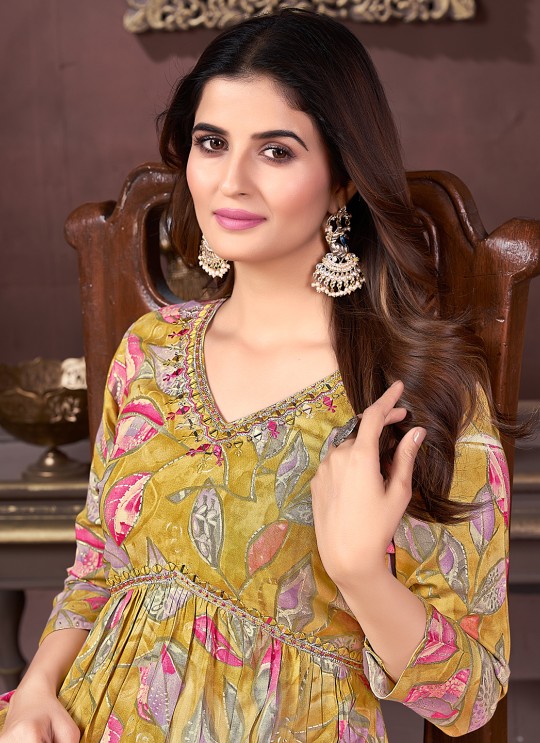 Mustard Dark Pink Rayon Alia Cut Readymade Salwar Kameez, Afgani Alia Vol-2 2230 Mustard Dark Pink Rayon Alia Cut Readymade Salwar Kameez, Afgani Alia Vol-2 2230
