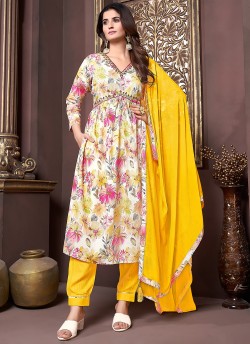 Yellow Rayon Alia Cut Readymade Salwar Kameez Afgani Alia Vol-3 2232