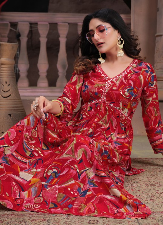Red Rayon Alia Cut Readymade Salwar Kameez Alia Vol-1 2222 Red Rayon Alia Cut Readymade Salwar Kameez Alia Vol-1 2222