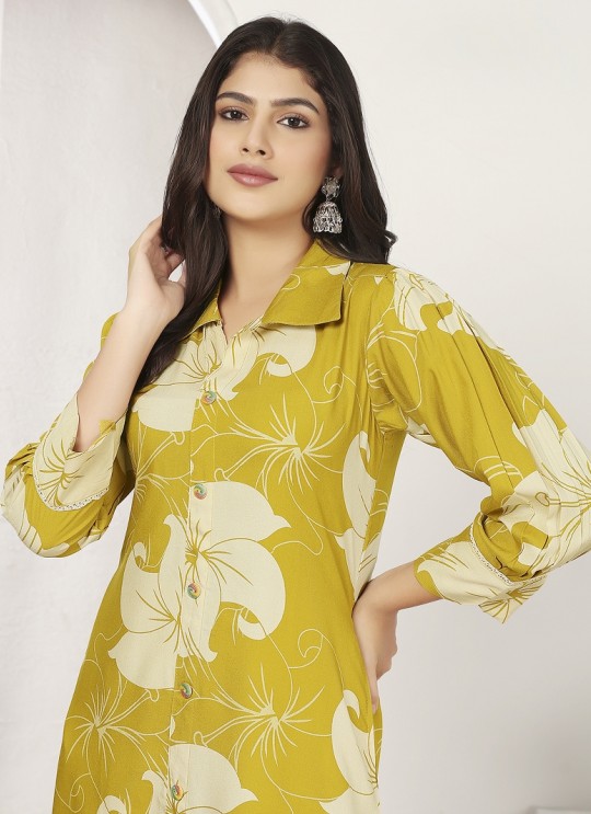 Mustard Riyon Readymade Co-ord Set | Digital Print WONDOR VOL-1 859