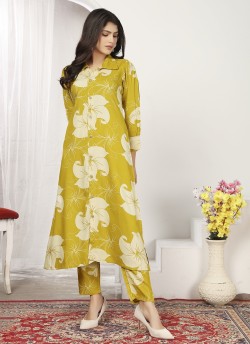Mustard Riyon Readymade Co-ord Set | Digital Print WONDOR VOL-1 859