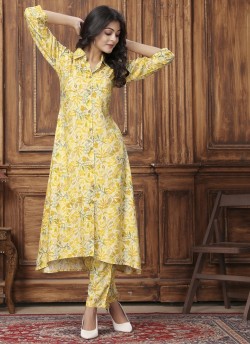 Yellow Rayon Readymade Co-ord Set | Digital Print WOW VOL-2 852