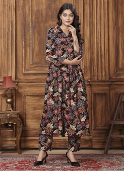 Black Rayon Readymade Co-ord Set | Digital Print WOW VOL-2 853