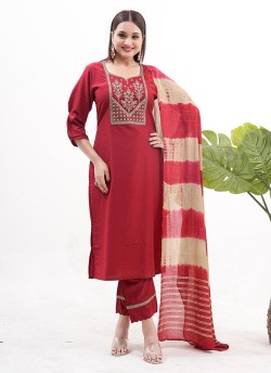 Maroon Silk Readymade Salwar Kameez | Heavy Sequence Embroidery YARA VOL-1 9007