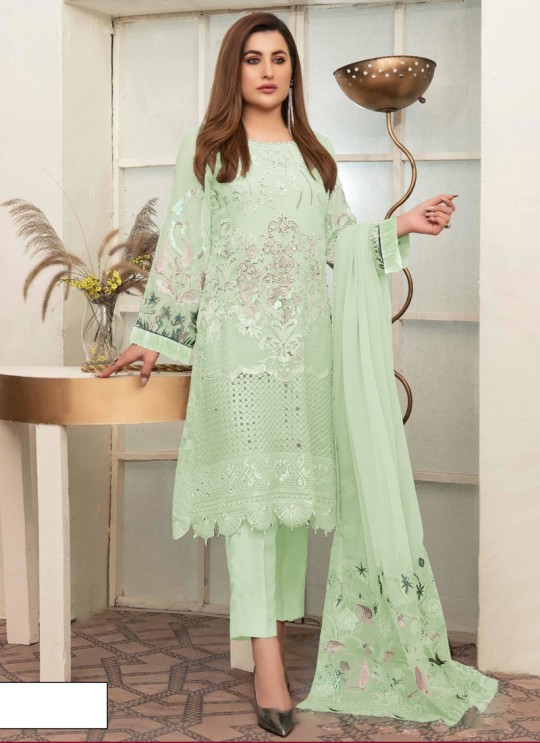 Pista Green Georgette Embroidered Pakistani Shalwar SC/019545