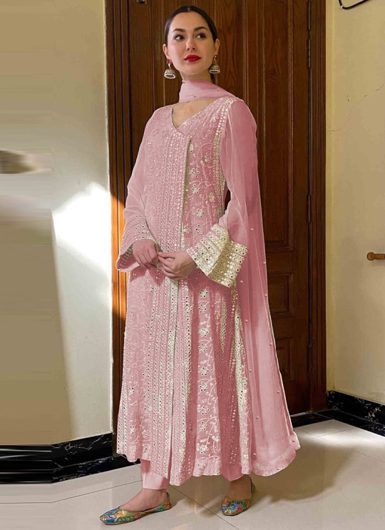 Peach Georgette Embroidered Pakistani Shalwar SC/019434