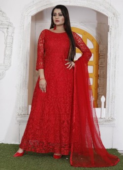 Red Net Embroidered Pakistani Suit SC/019501