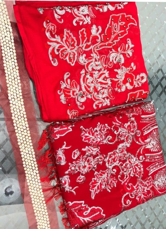 Red Georgette Embroidered Pakistani Suit SC/019506
