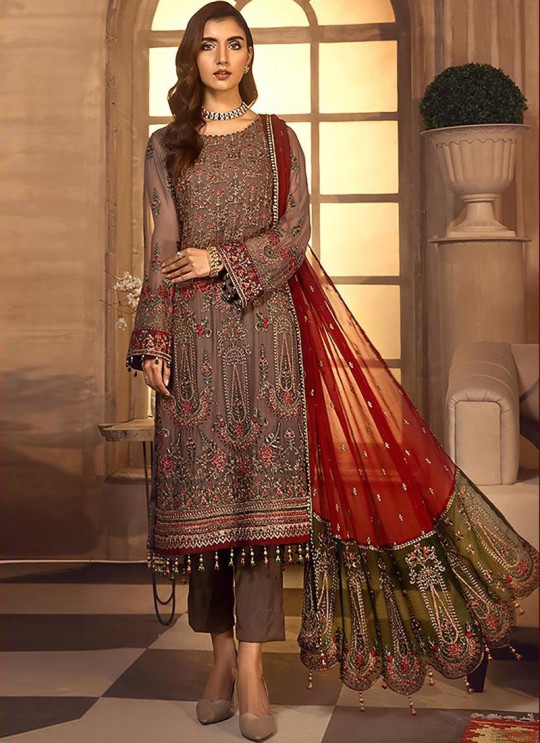 Brown Georgette Embroidered Pakistani Suit SC/019595