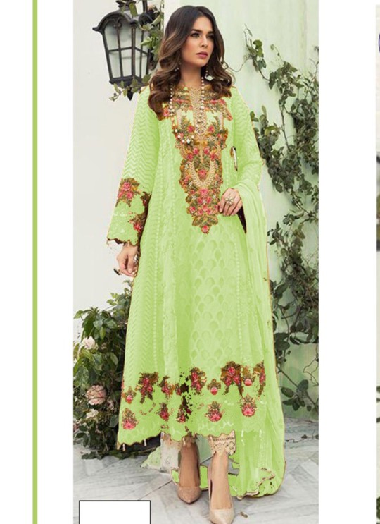 Green Georgette Embroidered Pakistani Shalwar SC/019387