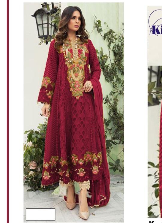 Magenta Georgette Embroidered Pakistani Suit SC/019388