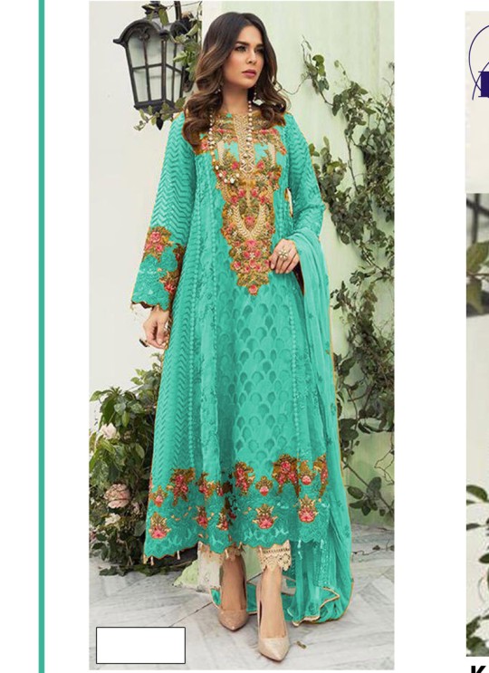 Turquoise Georgette Embroidered Pakistani Suit SC/019391