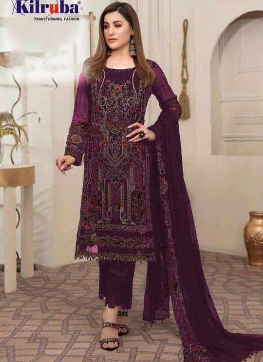 Wine Georgette Embroidered Pakistani Suit SC/019578