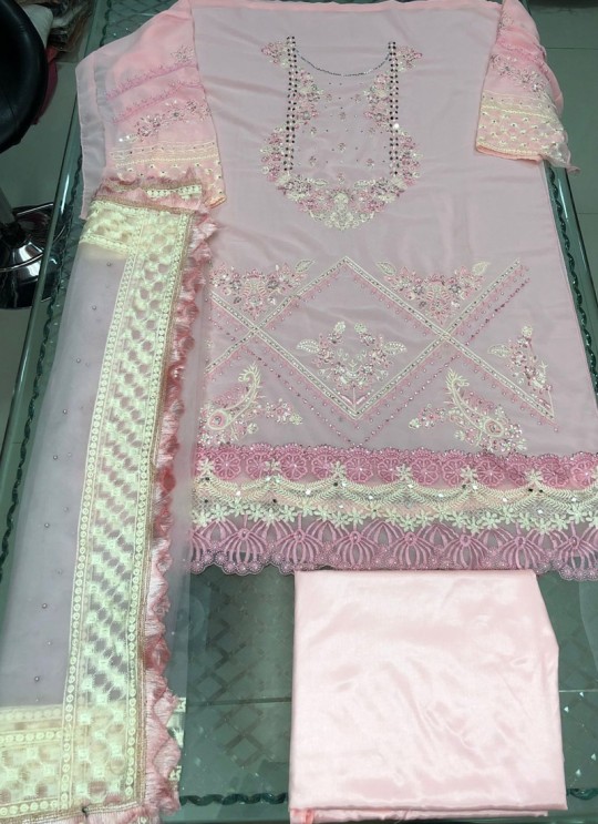 Light Pink Georgette Embroidered Pakistani Suit SC/019558