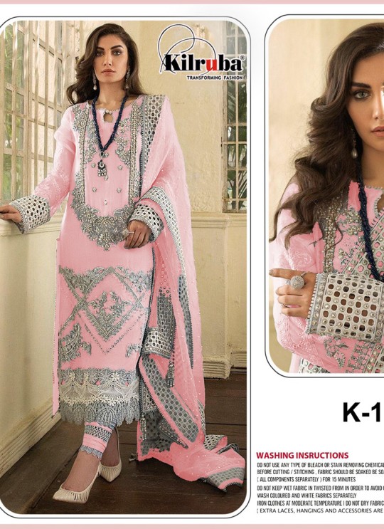 Baby Pink Georgette Embroidered Pakistani Suit SC/019560