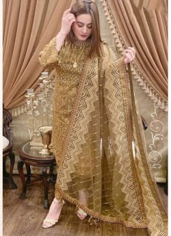 Beige Georgette Embroidered Pakistani Suit SC/019570