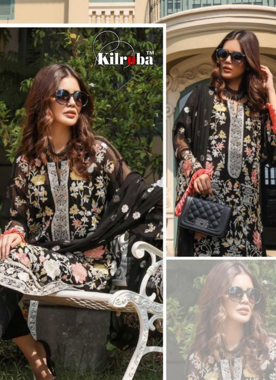 Black Georgette Embroidered Pakistani Suits Jannat Premium 07A By Kilruba SC/013829