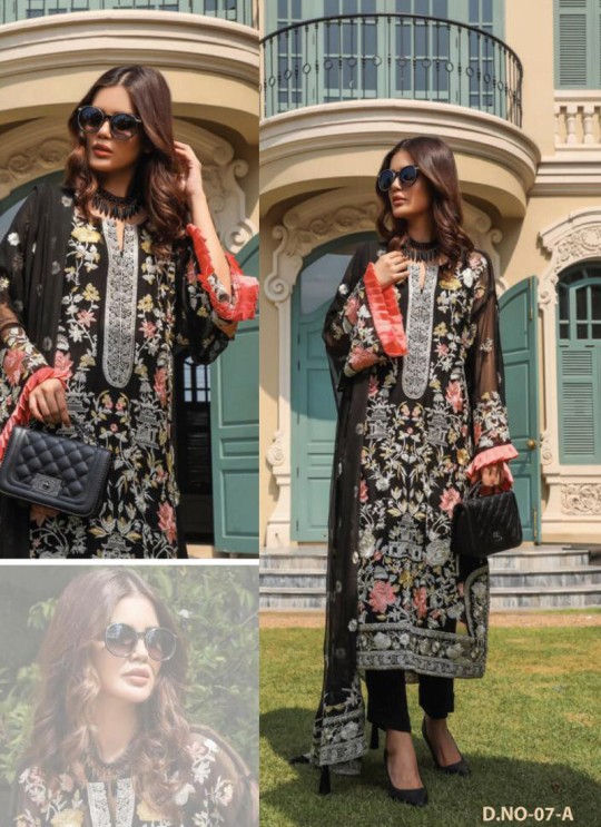 Black Georgette Embroidered Pakistani Suits Jannat Premium 07A Color By Kilruba SC/013830