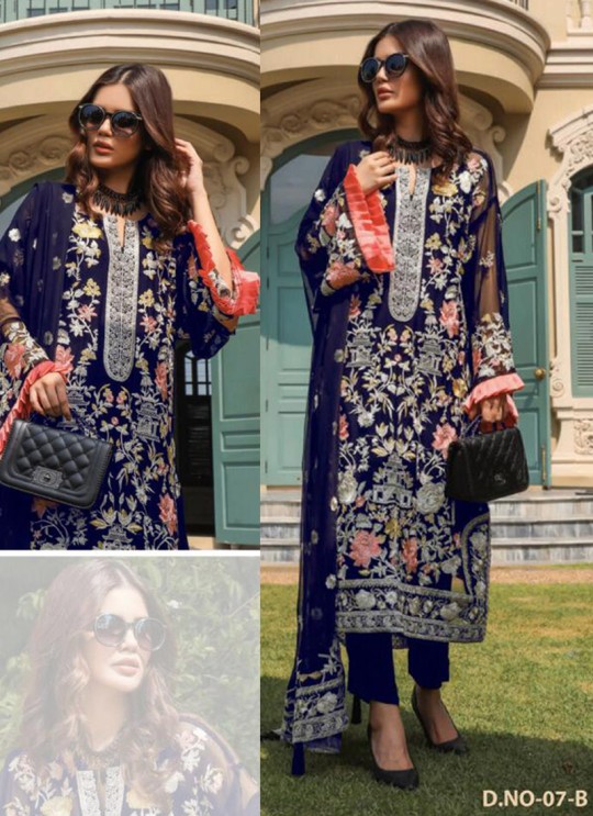 Blue Georgette Embroidered Pakistani Suits Jannat Premium 07B Color By Kilruba SC/013831