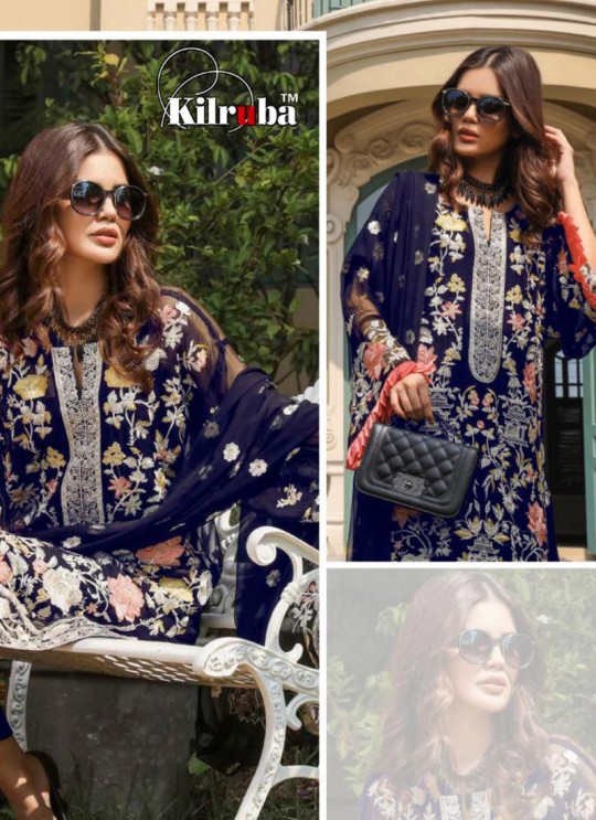 Blue Georgette Embroidered Pakistani Suits Jannat Premium 07B By Kilruba SC/013829