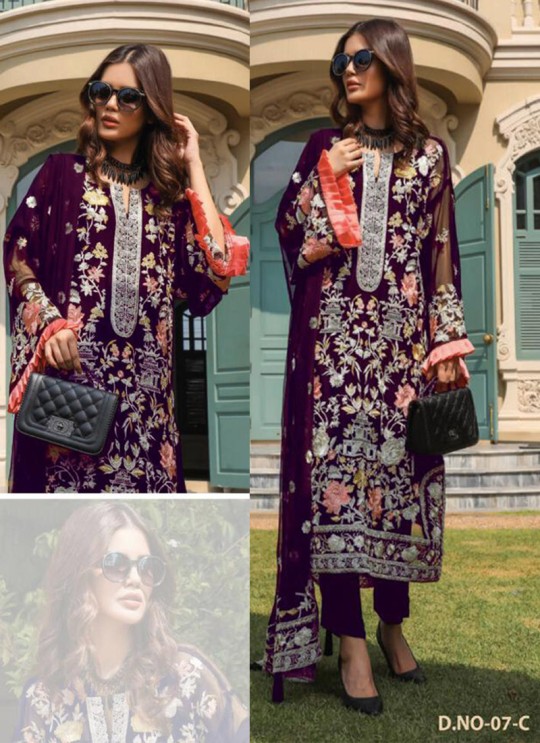 Magenta Georgette Embroidered Pakistani Suits Jannat Premium 07C Color By Kilruba SC/013832