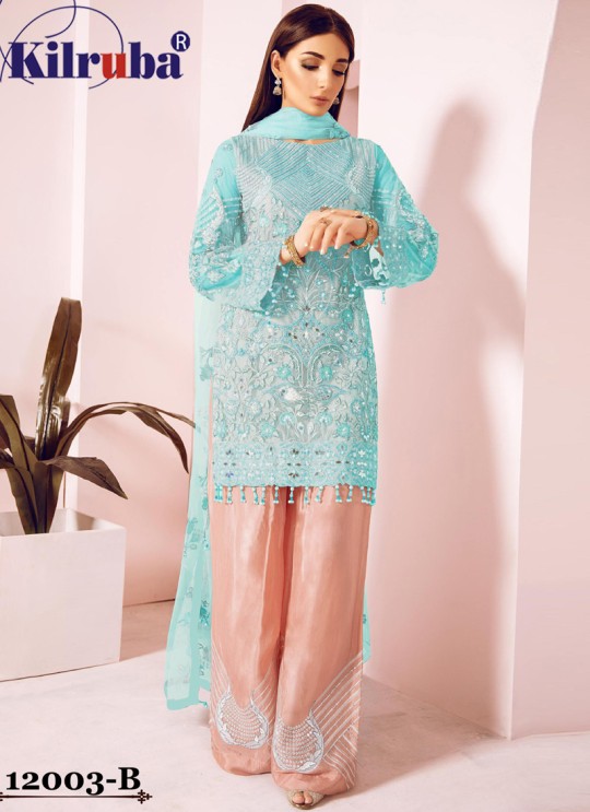 Online Wholesale Turquoise Eid Wear Pakistani Suit Jannat Freesia 12003 Colours 12003B By Kilruba SC/018069