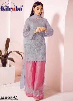 Grey Eid Wear Pakistani Suit Jannat Freesia 12003 Colours 12003C By Kilruba SC/018070